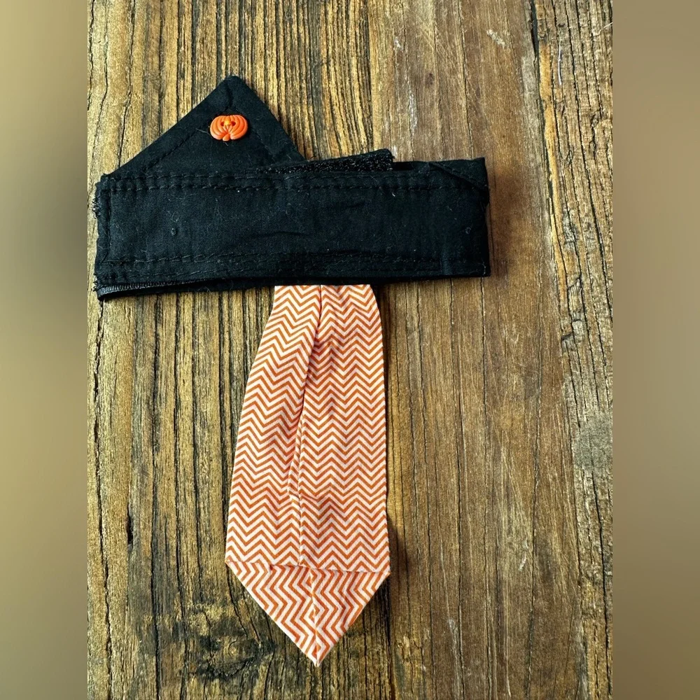 Stylish Black and Orange Dog Collar with Tie